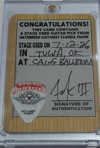Image 3 of TULSA, OK 7-12-26 STAGE PLAYED PICK/ CARD COMBO
