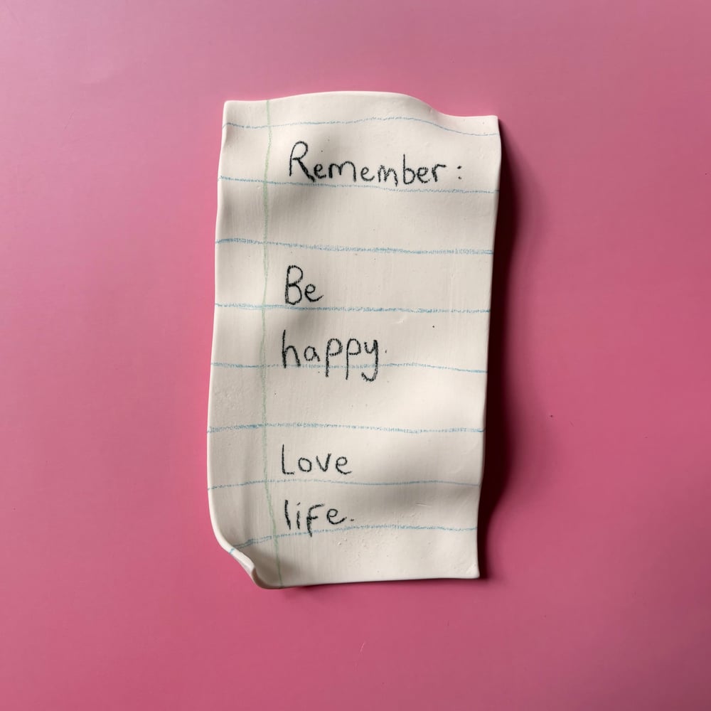 Image of Be happy porcelain note