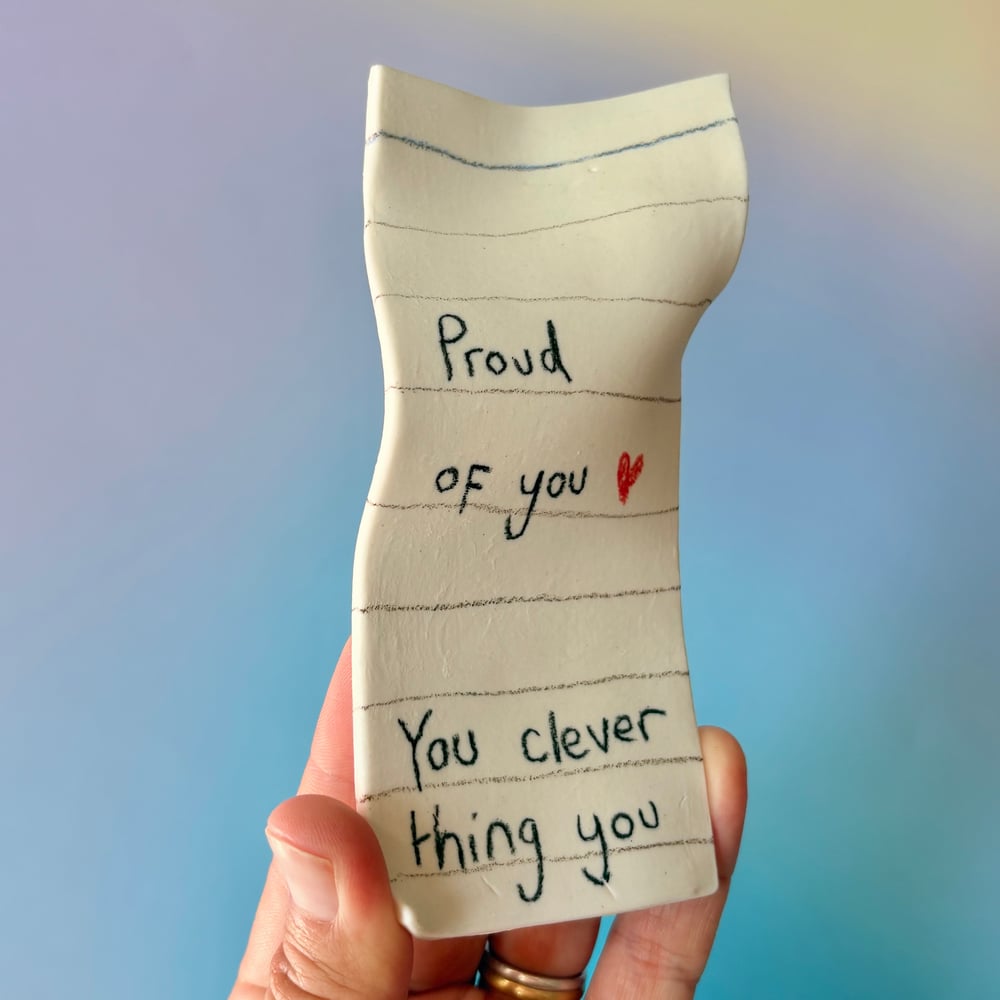 Image of Proud of you porcelain note