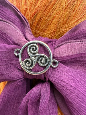Tyrian Purple Hair Bow with Triskelion