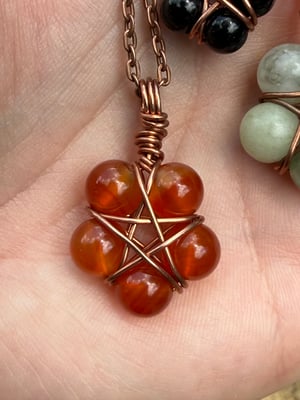 Copper wire pentacle bead pendants
