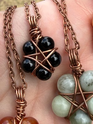 Copper wire pentacle bead pendants