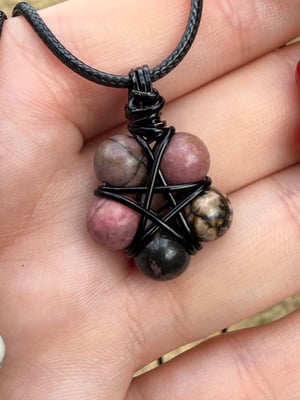Black Wire Beaded Pentacle Necklaces