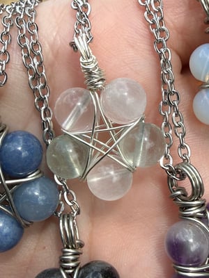 Silver Wire Beaded Pentacle Necklaces