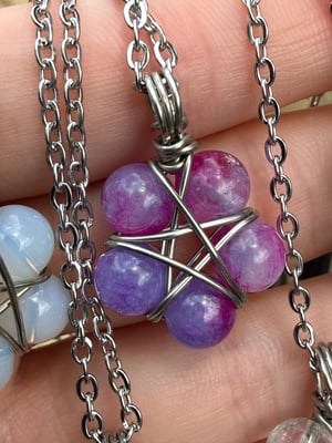 Silver Wire Beaded Pentacle Necklaces