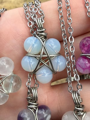 Silver Wire Beaded Pentacle Necklaces