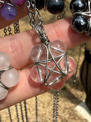 Silver Wire Beaded Pentacle Necklaces