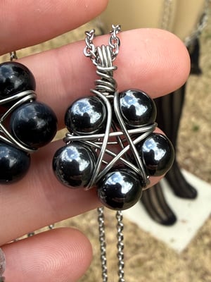 Silver Wire Beaded Pentacle Necklaces