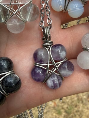 Silver Wire Beaded Pentacle Necklaces