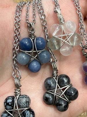 Silver Wire Beaded Pentacle Necklaces