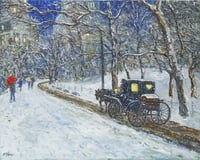 Central Park in Snow - Original Oil Painting
