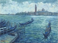 Gondoliers on the Canal - Giclée Print