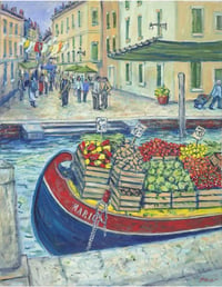 Mario's Fruit Boat - Original Oil Painting
