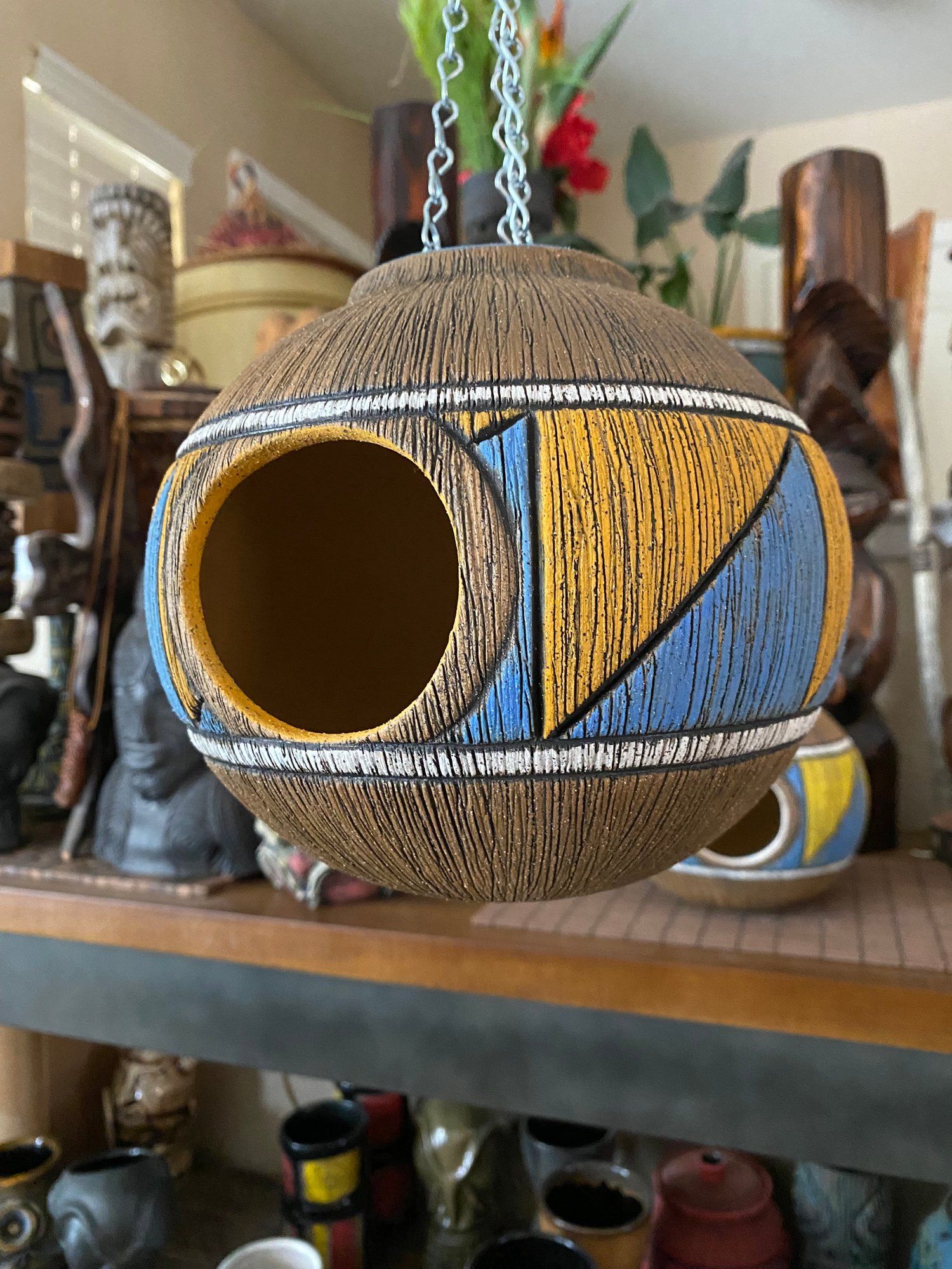 Image of Blue/Orange Birdhouse (a) - US Shipping Included 