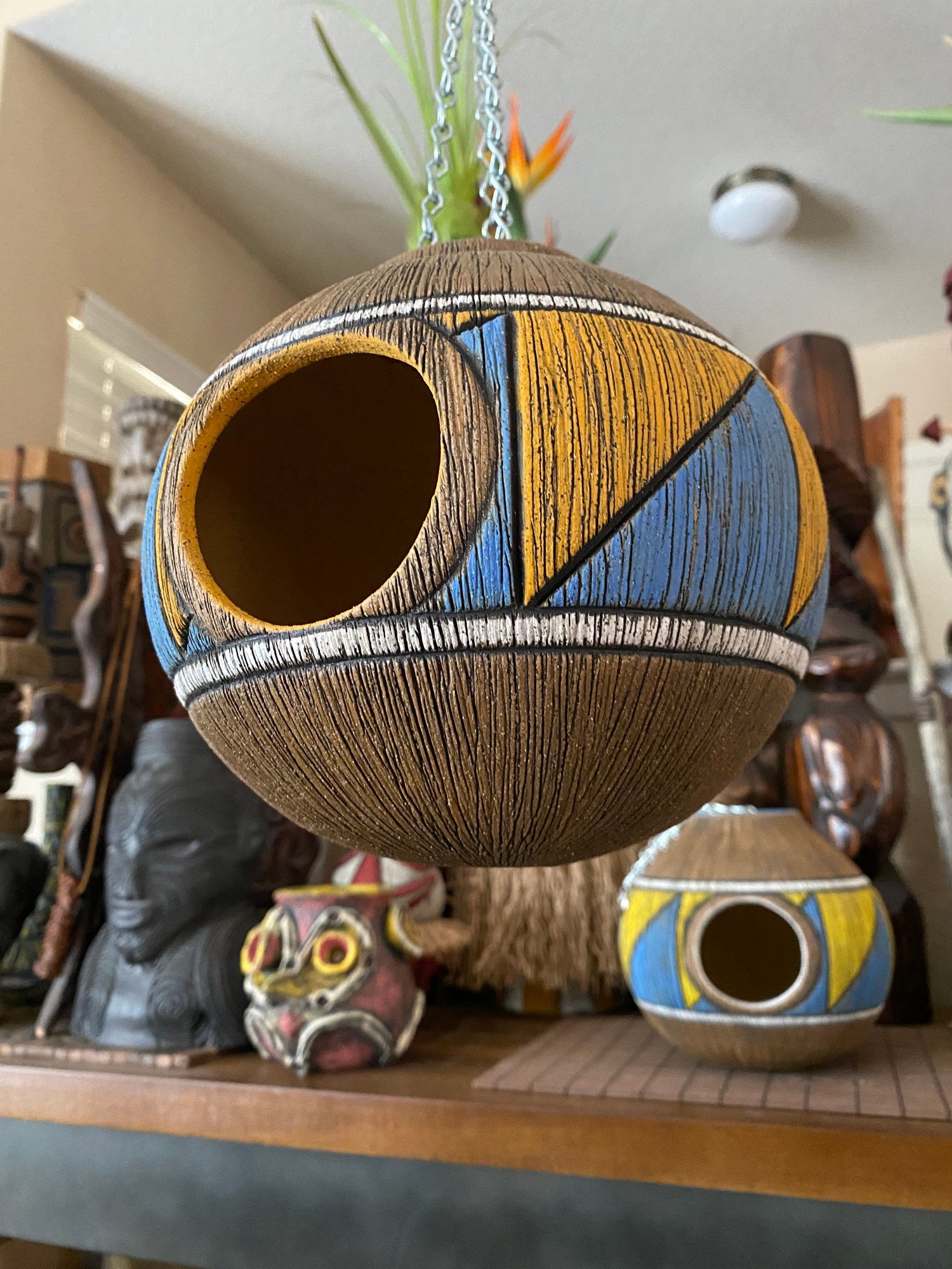 Image of Blue/Orange Birdhouse (a) - US Shipping Included 