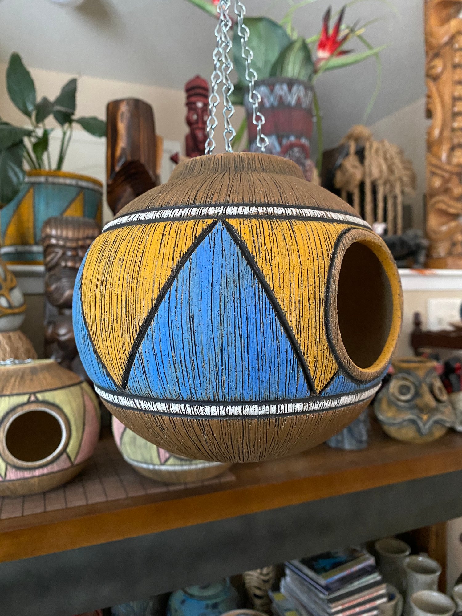 Image of Blue/Orange Birdhouse (b) - US Shipping Included 