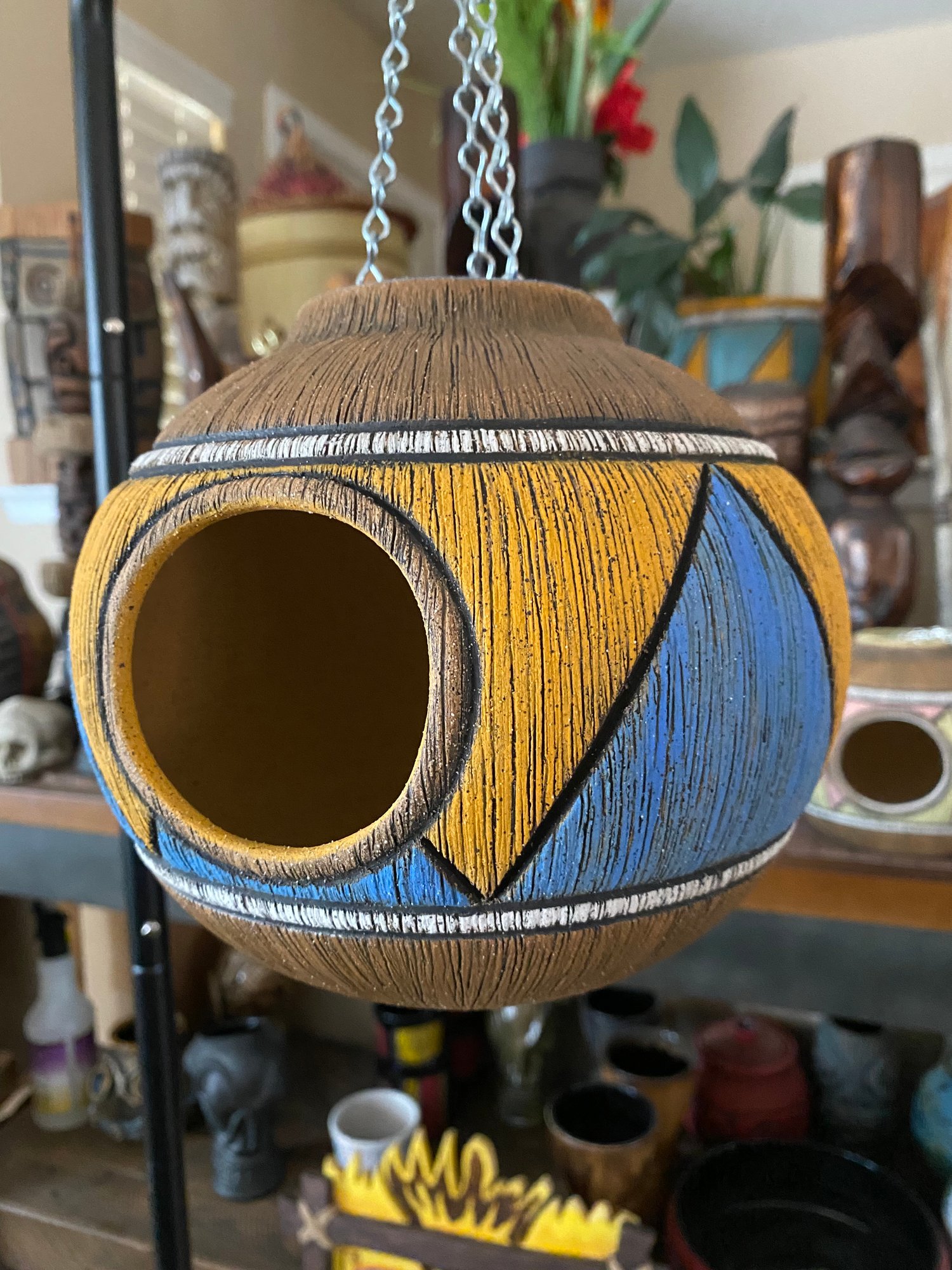Image of Blue/Orange Birdhouse (b) - US Shipping Included 
