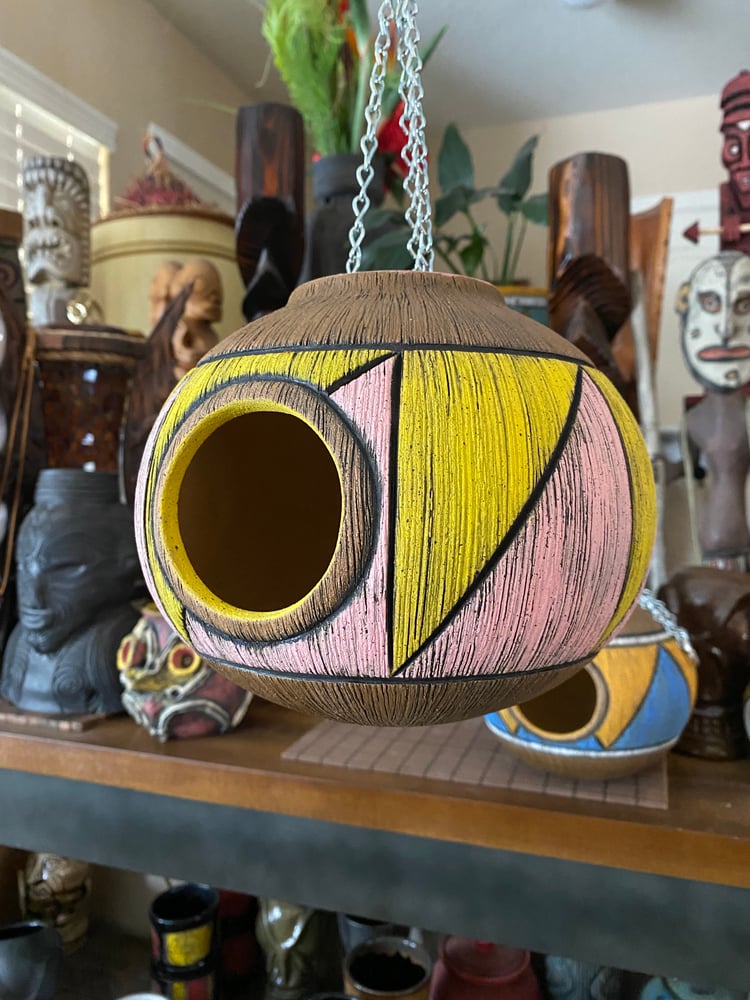 Image of Pink/Yellow Birdhouse (b) - US Shipping Included 