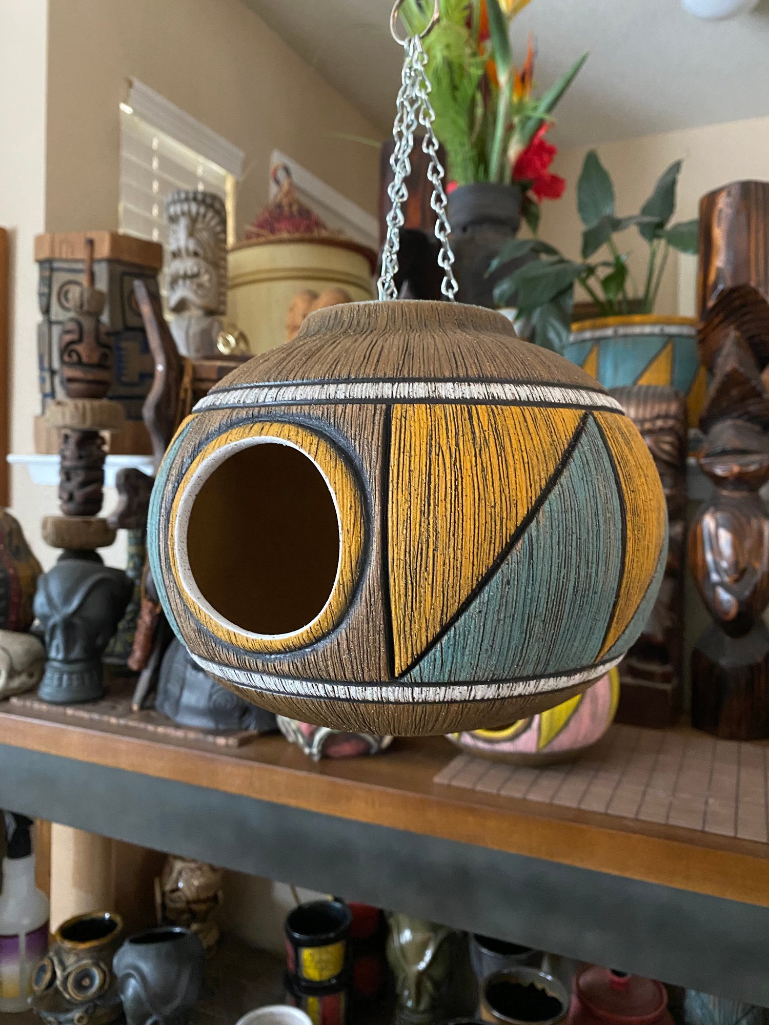 Image of Turquoise/Orange Birdhouse - US Shipping Included 