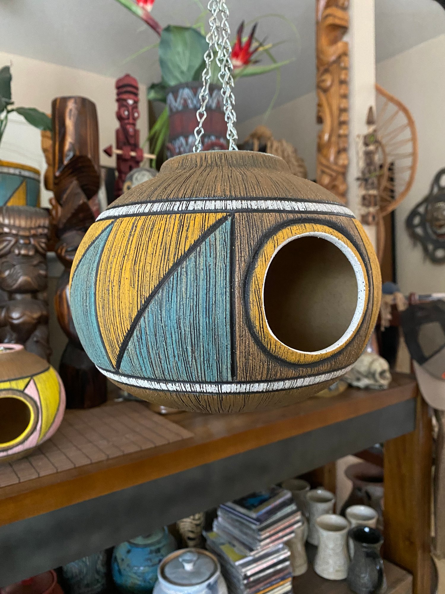 Image of Turquoise/Orange Birdhouse - US Shipping Included 