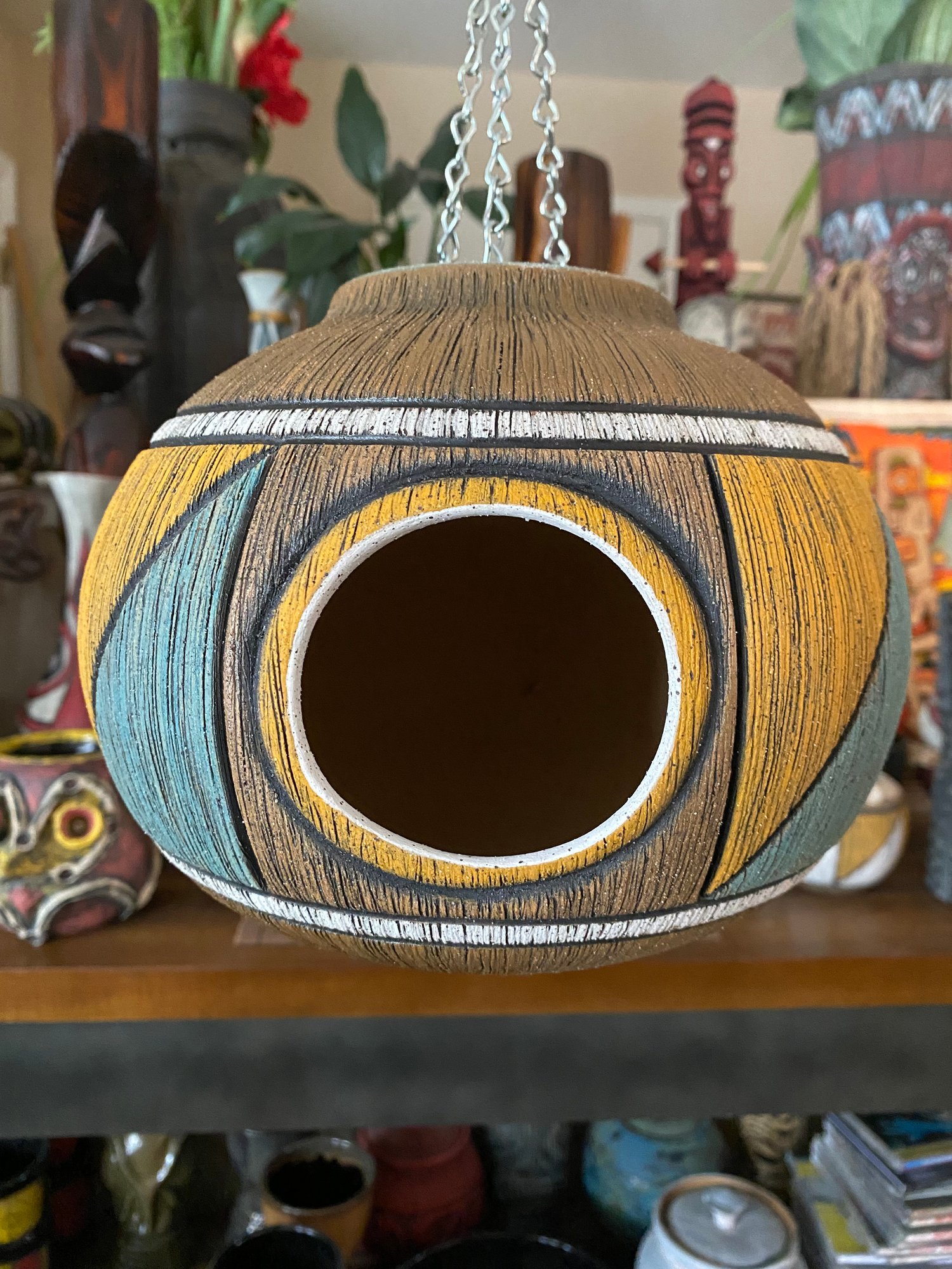 Image of Turquoise/Orange Birdhouse - US Shipping Included 