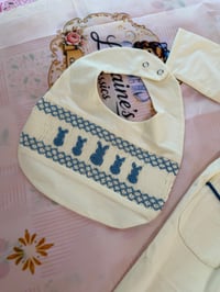 Image 2 of Blue/rabbit/smocked/babygrow/bib 