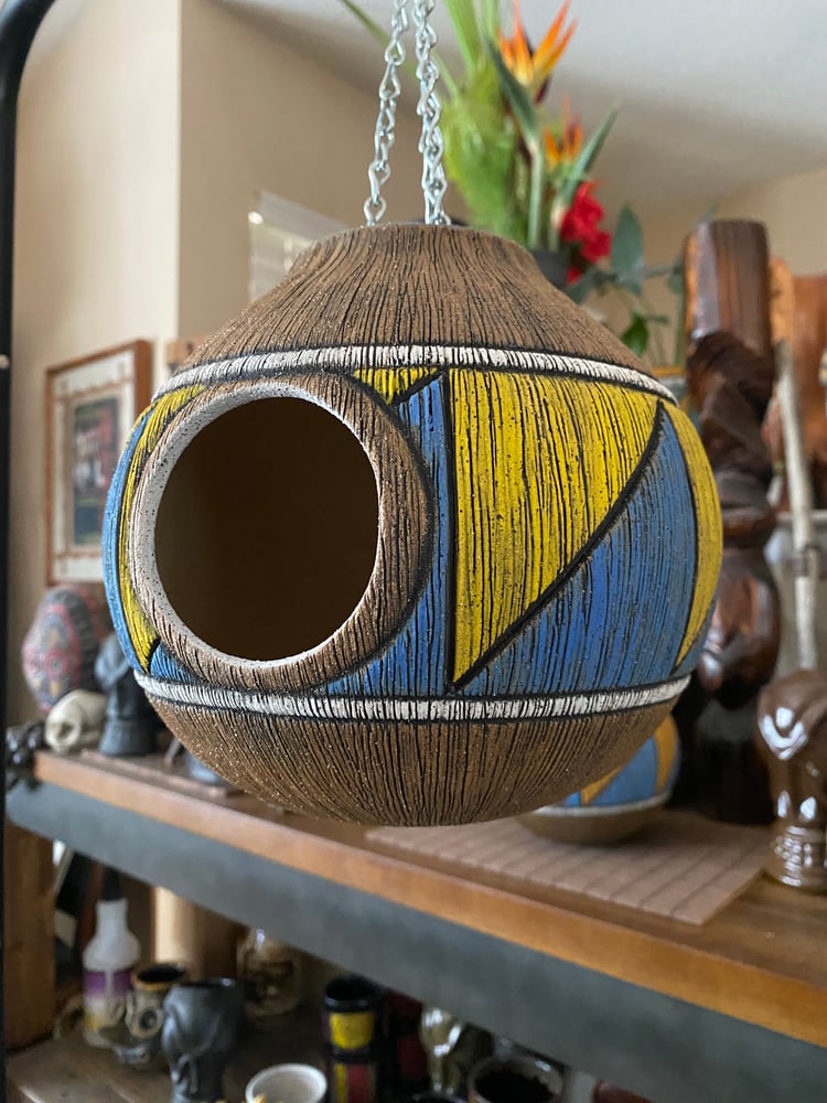 Image of Blue/Yellow Birdhouse - US Shipping Included 