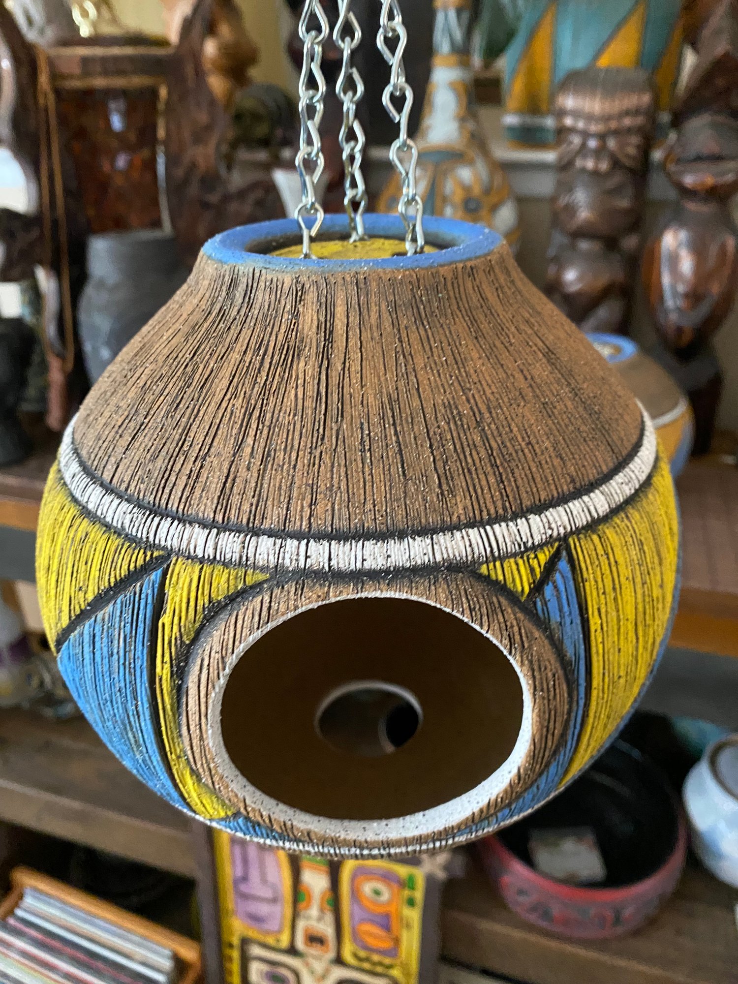 Image of Blue/Yellow Birdhouse - US Shipping Included 