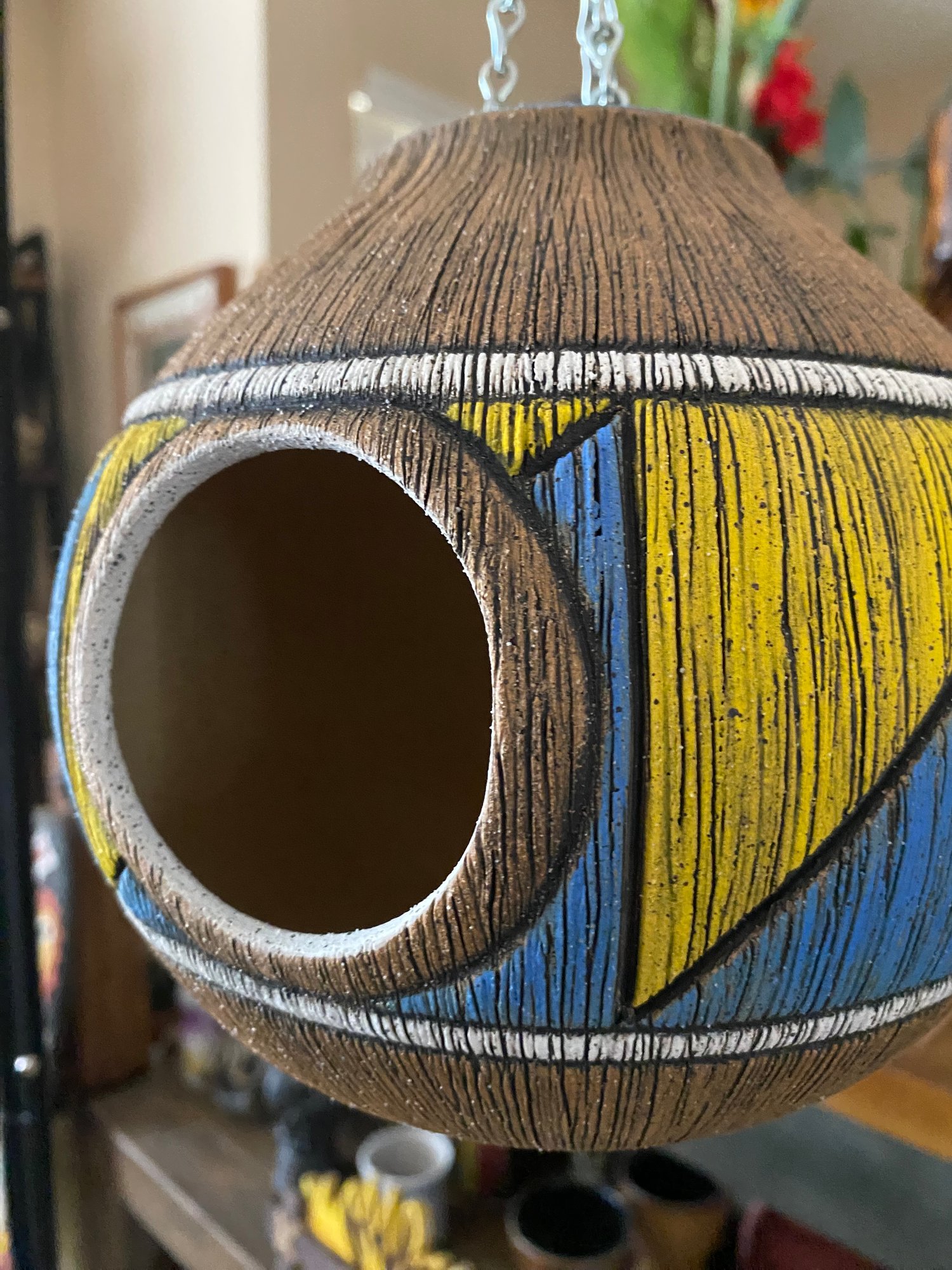Image of Blue/Yellow Birdhouse - US Shipping Included 