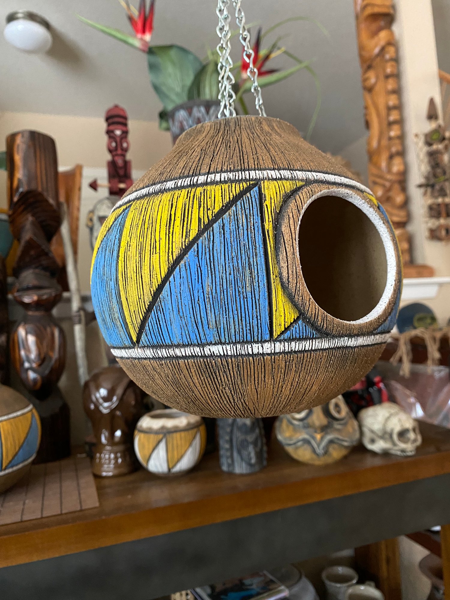 Image of Blue/Yellow Birdhouse - US Shipping Included 