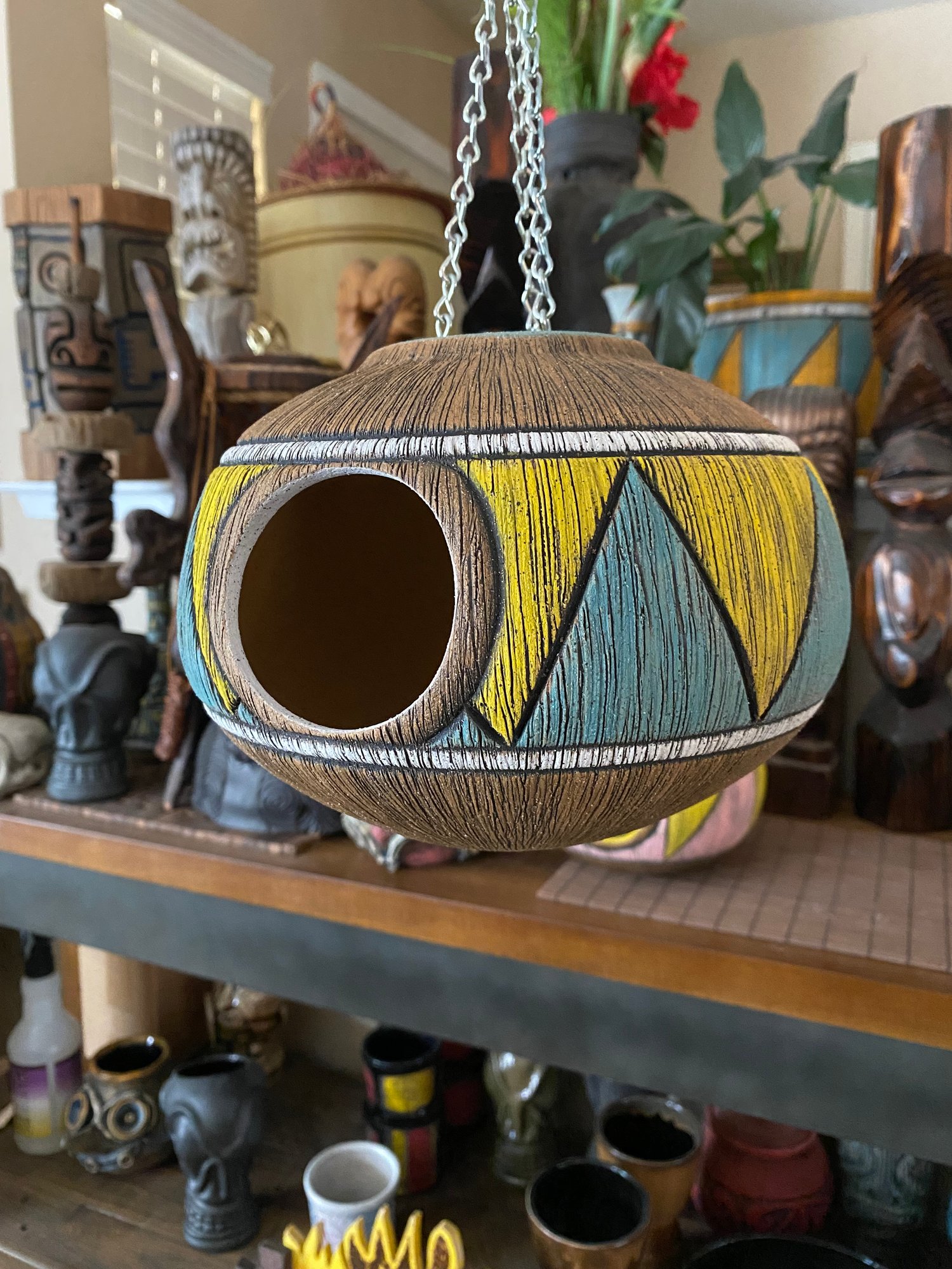 Image of Turquoise/Yellow Birdhouse (a) - US Shipping Included 