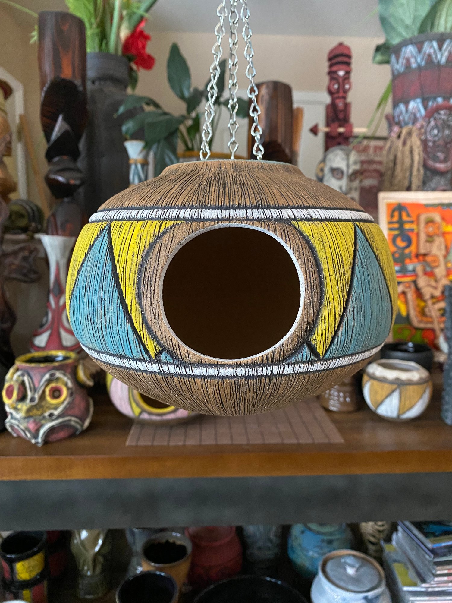 Image of Turquoise/Yellow Birdhouse (a) - US Shipping Included 