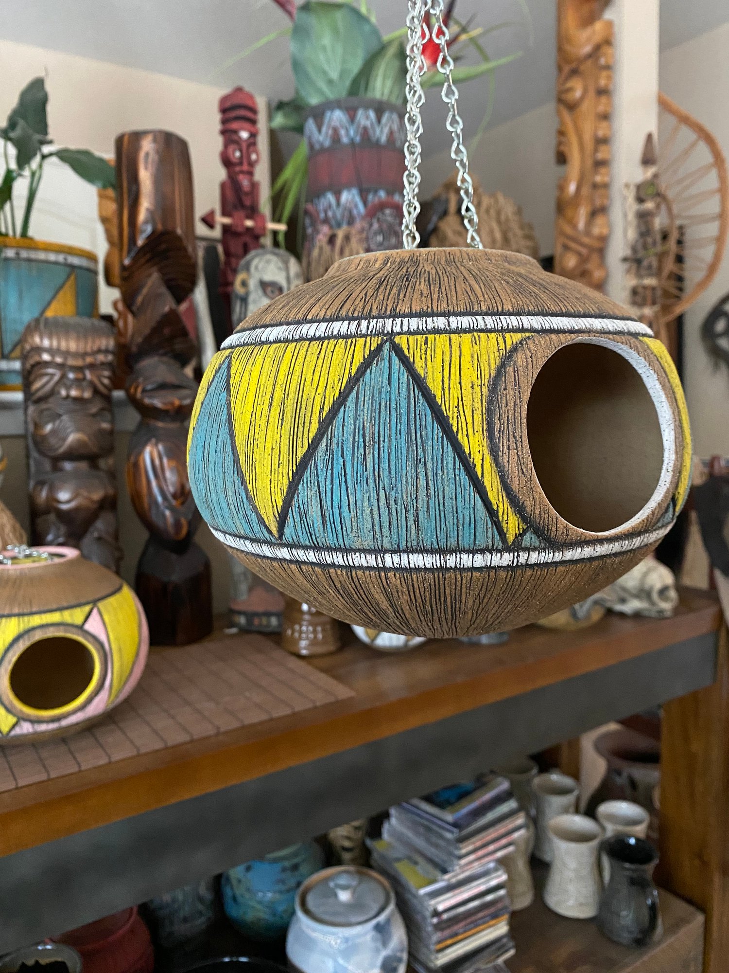 Image of Turquoise/Yellow Birdhouse (a) - US Shipping Included 