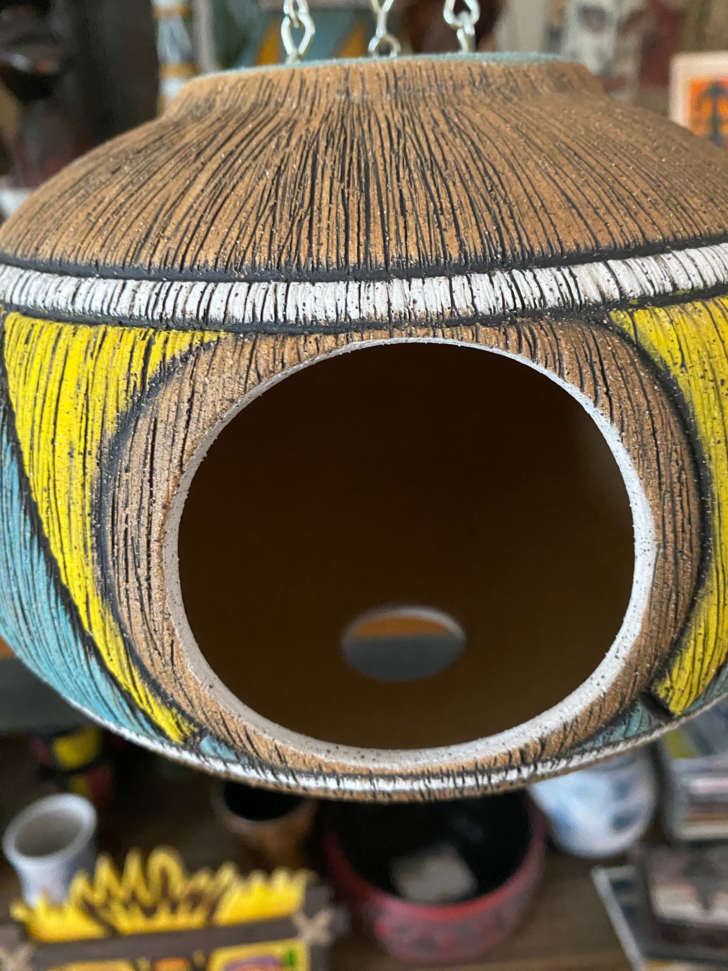Image of Turquoise/Yellow Birdhouse (a) - US Shipping Included 