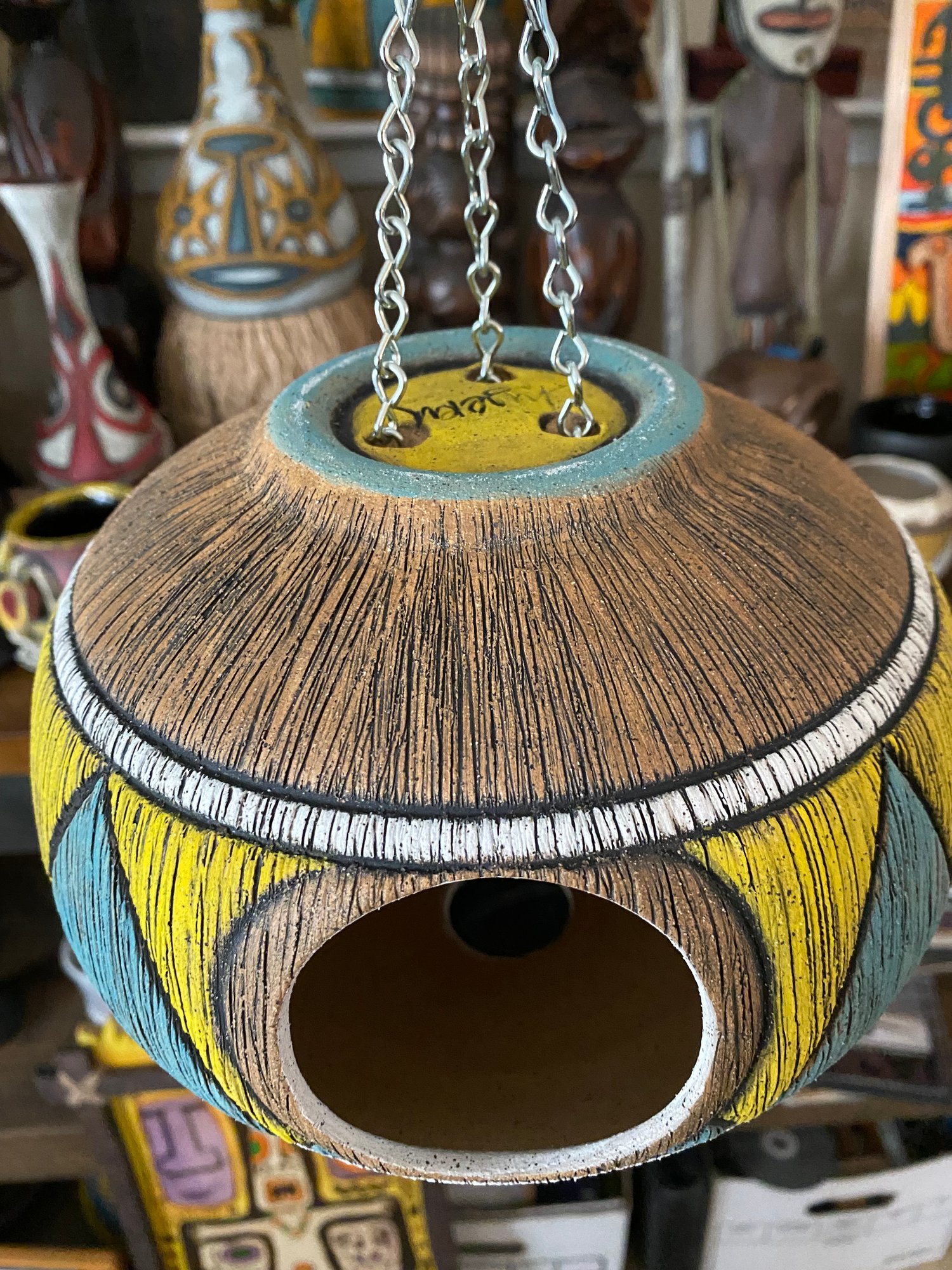 Image of Turquoise/Yellow Birdhouse (a) - US Shipping Included 