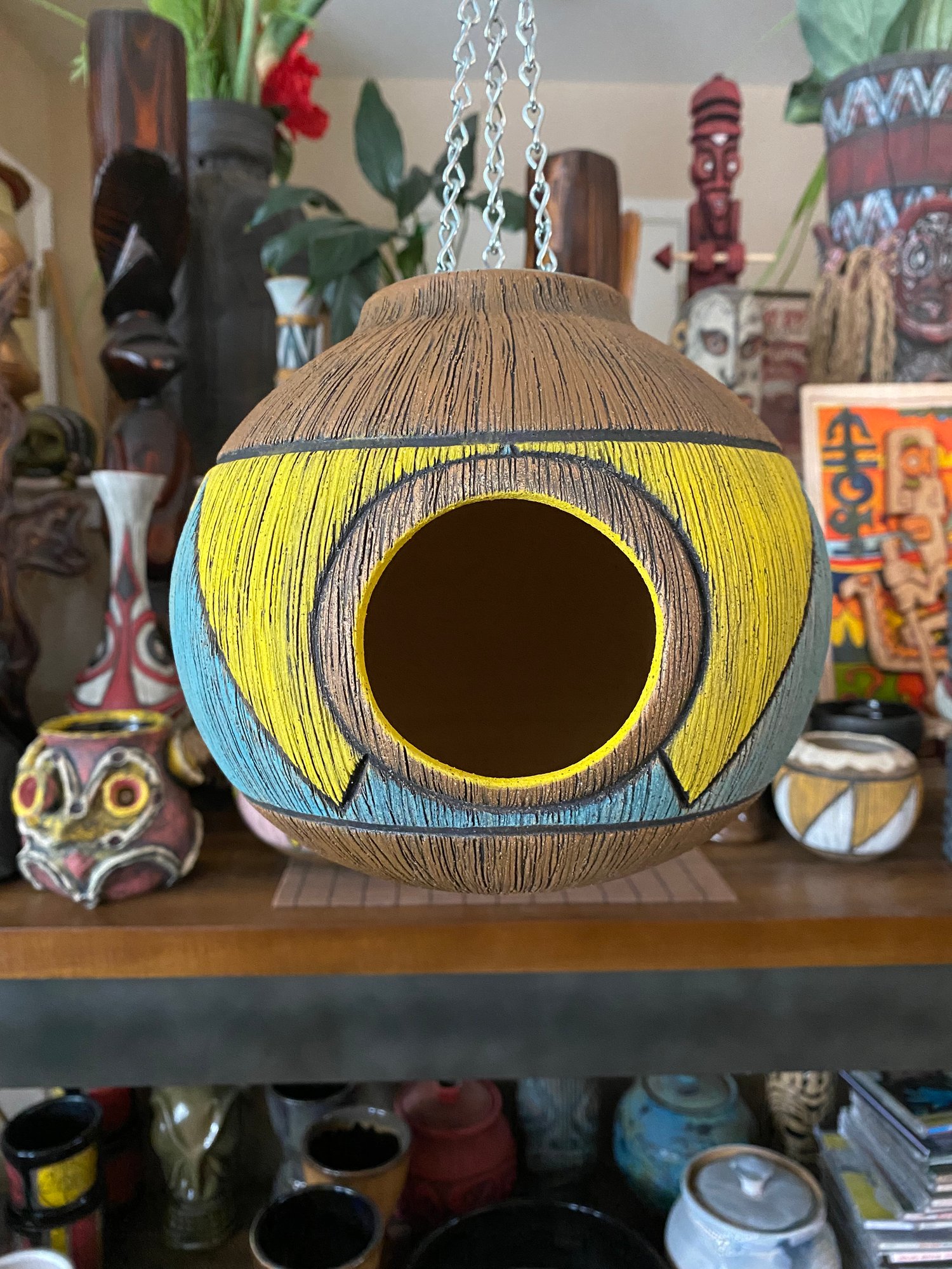Image of Turquoise/Yellow Birdhouse (b) - US Shipping Included 