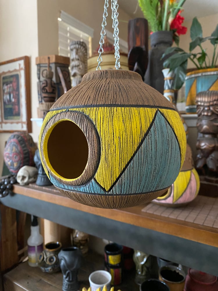 Image of Turquoise/Yellow Birdhouse (b) - US Shipping Included 
