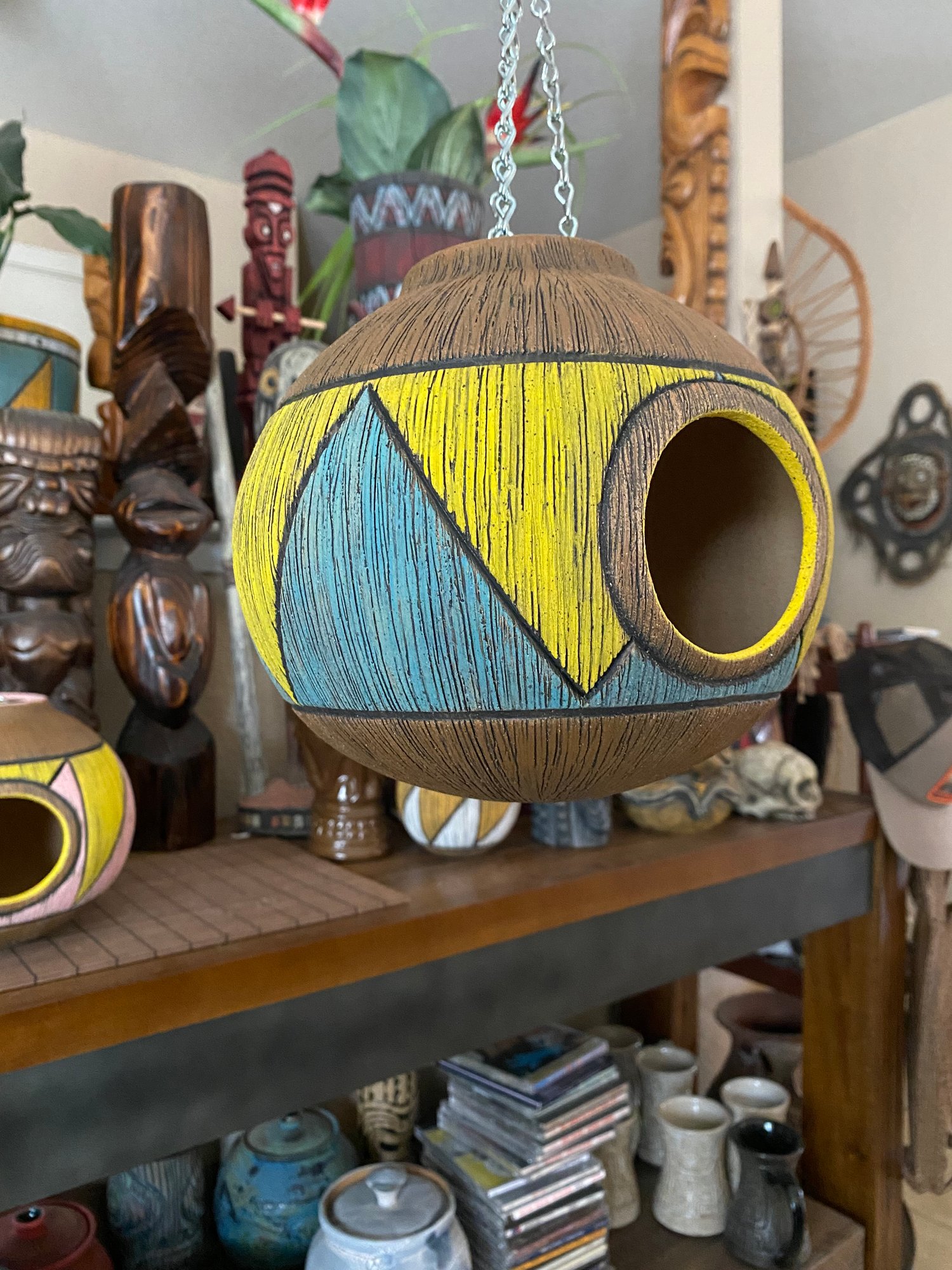 Image of Turquoise/Yellow Birdhouse (b) - US Shipping Included 