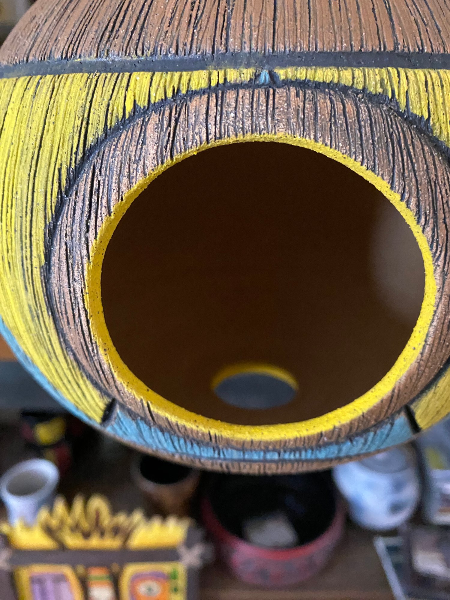 Image of Turquoise/Yellow Birdhouse (b) - US Shipping Included 