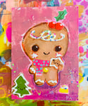 RESERVED for Lily S. Frosted Gingerbread boy and girl- original 5x7