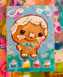 RESERVED for Lily S. Frosted Gingerbread boy and girl- original 5x7