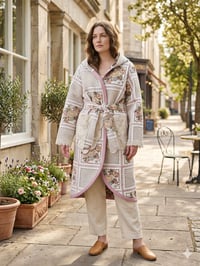 Image 1 of Upcycled Blanket Hooded Maxi Coat 
