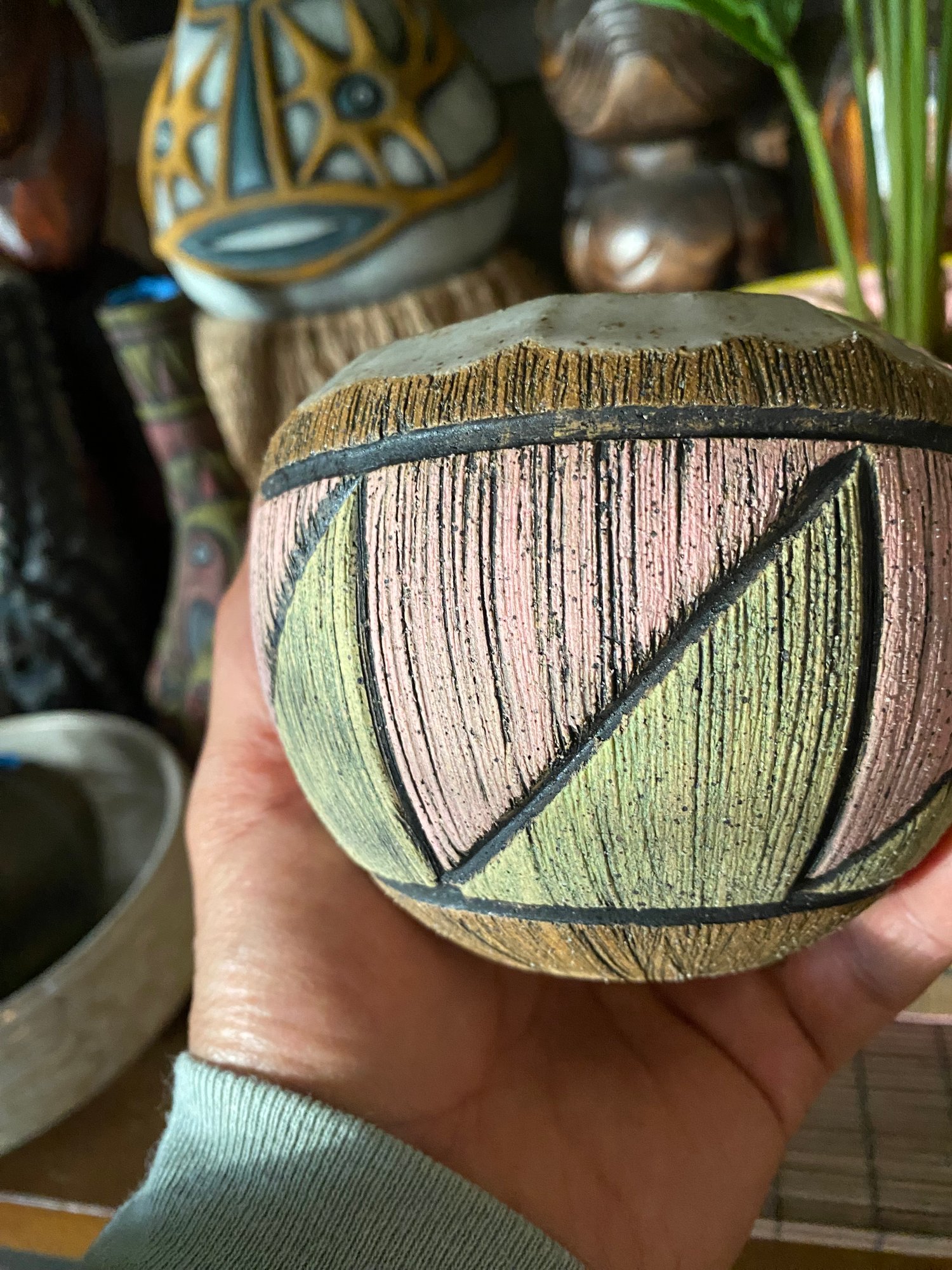 Image of MADE TO ORDER- Pink/Green Coconut Mug - US Shipping Included 