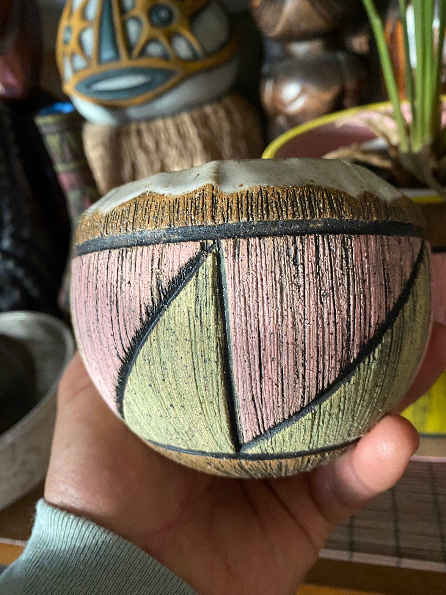 Image of MADE TO ORDER- Pink/Green Coconut Mug - US Shipping Included 