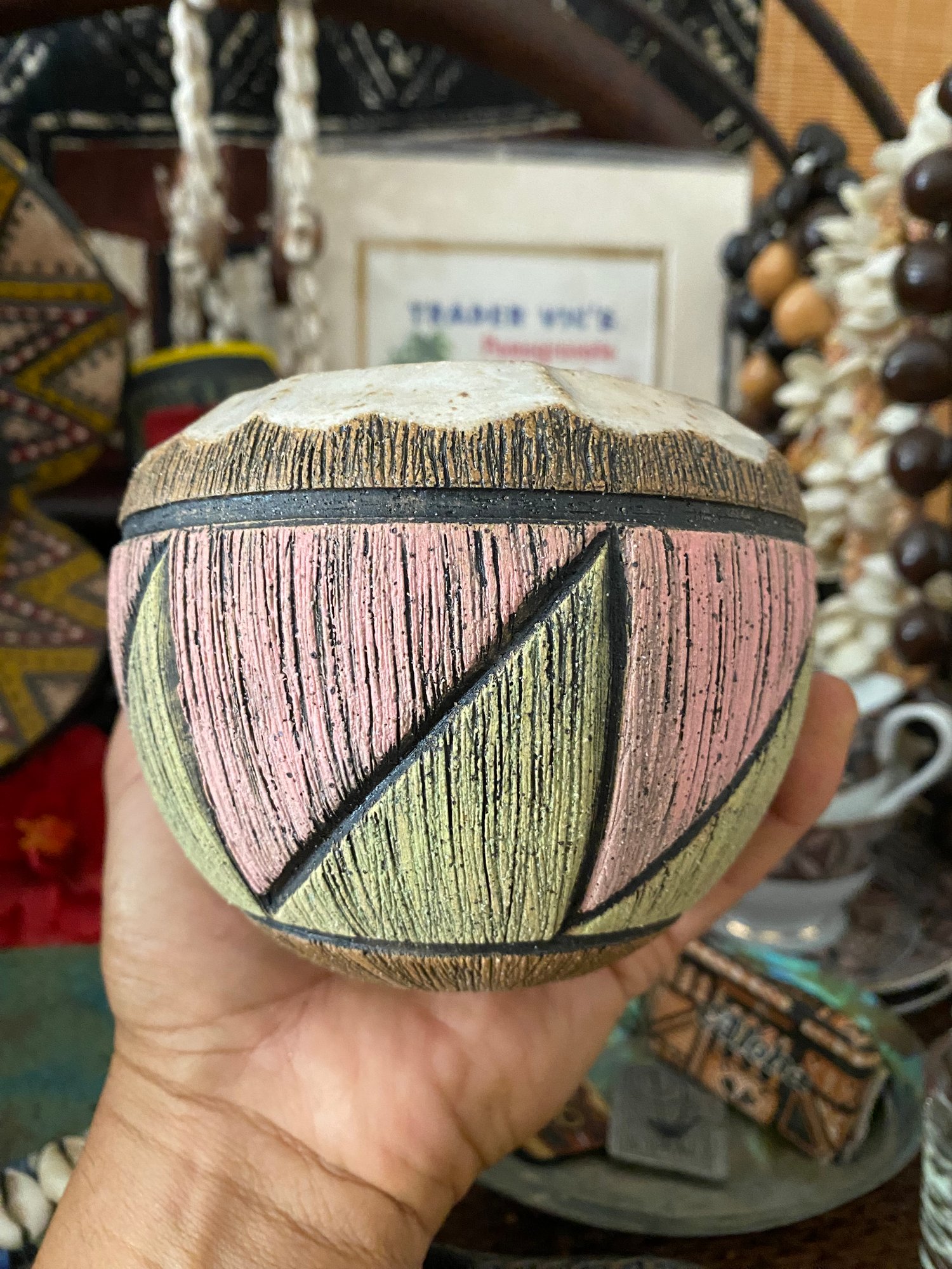 Image of MADE TO ORDER- Pink/Green Coconut Mug - US Shipping Included 
