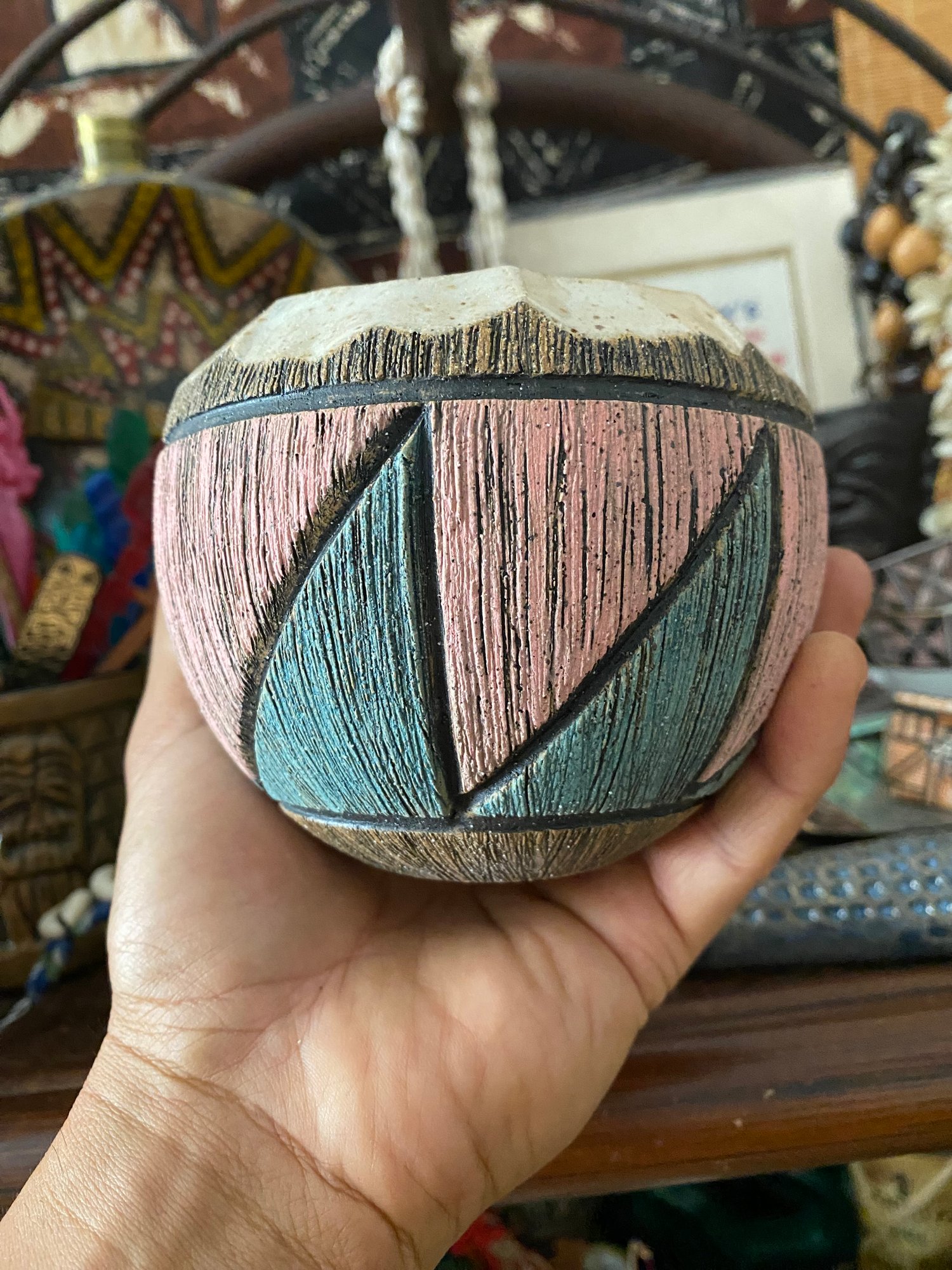 Image of Turquoise /Pink Coconut Mug - US Shipping Included 