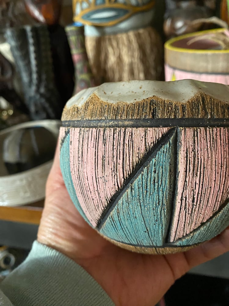 Image of MADE TO ORDER- Turquoise/Pink Coconut Mug - US Shipping Included 