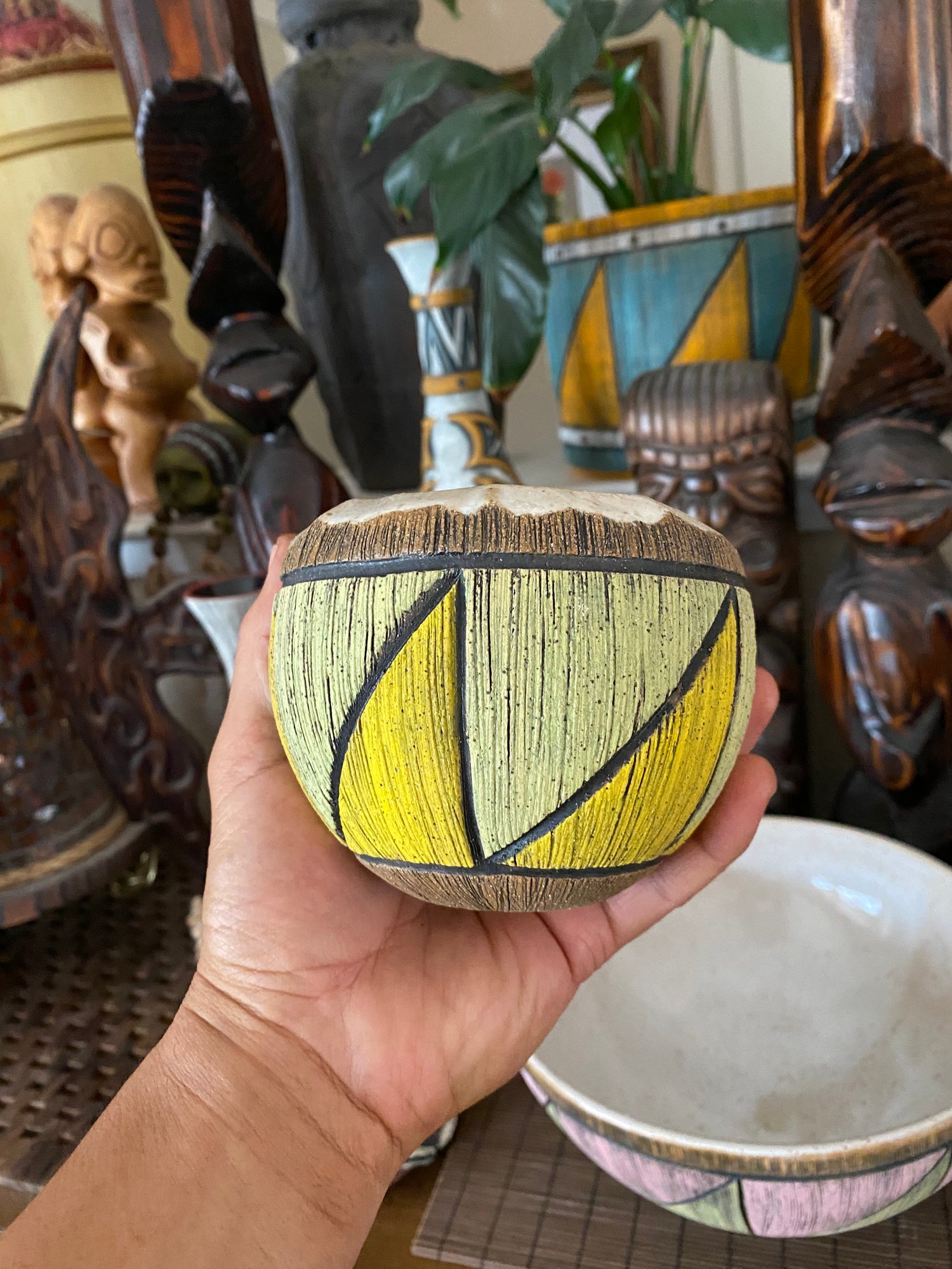 Image of Green/Yellow (b) Coconut Mug - US Shipping Included 