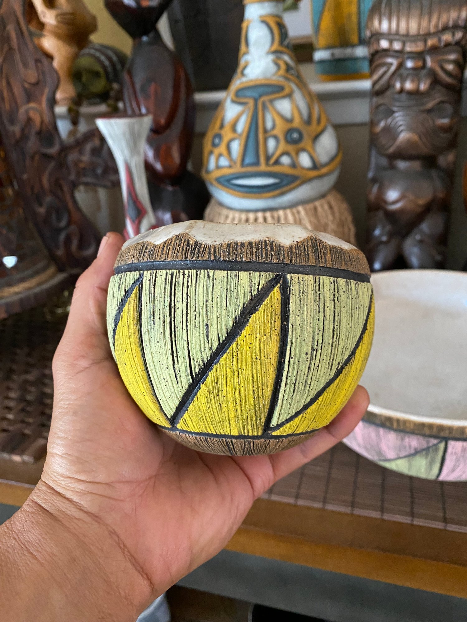 Image of Green/Yellow (b) Coconut Mug - US Shipping Included 