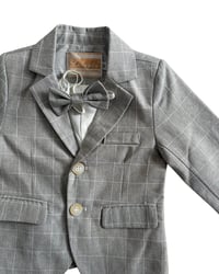 Image 3 of Gray Checkered Blazer w/ Matching Bowtie-2T